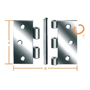 Stainless steel hinge with pin 75 x 75 x 1.8 mm
