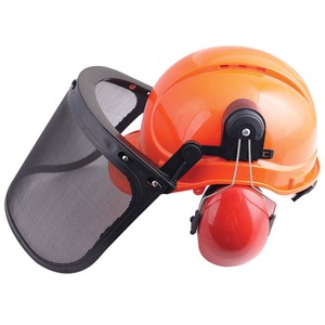 Helmet with earplugs and protective plastic mesh Photo 2