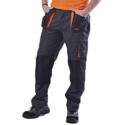 CANVAS gray work pants with orange details
